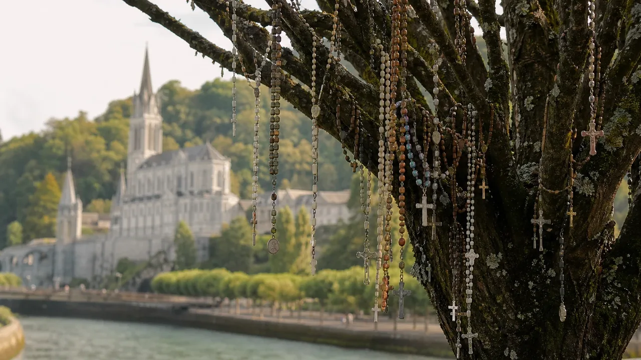 L'arbre à chapelets près du sanctuaire de Lourdes