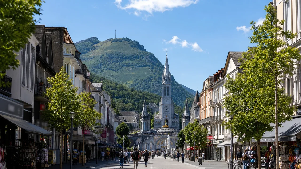 Le centre-ville de Lourdes