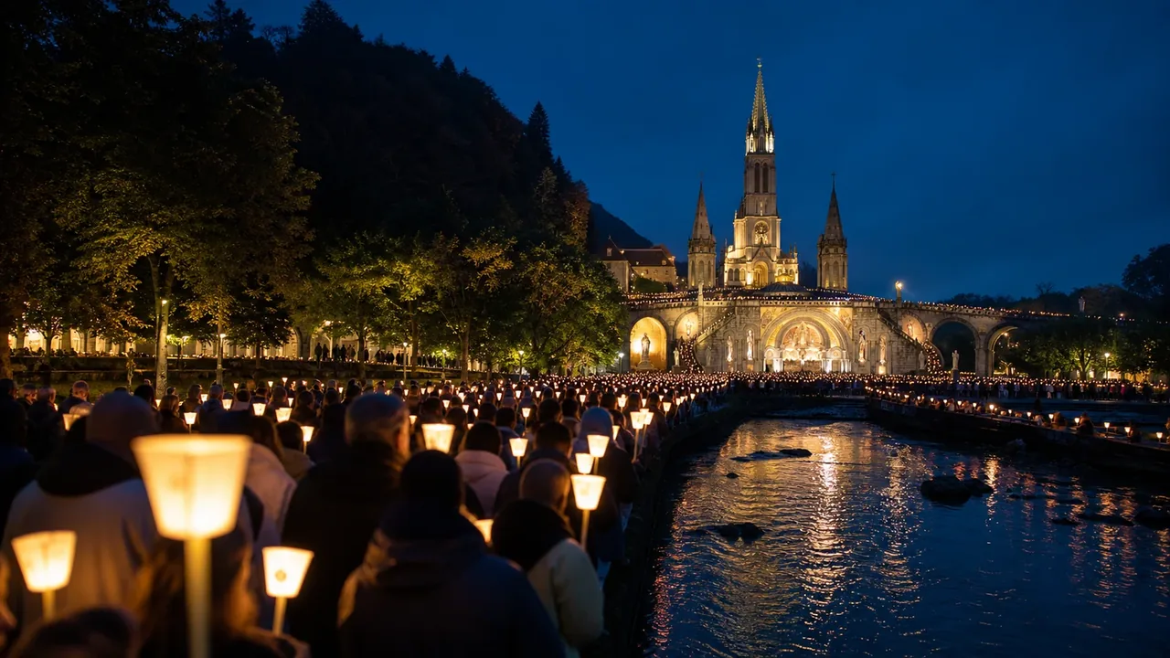 La procession mariale de Lourdes